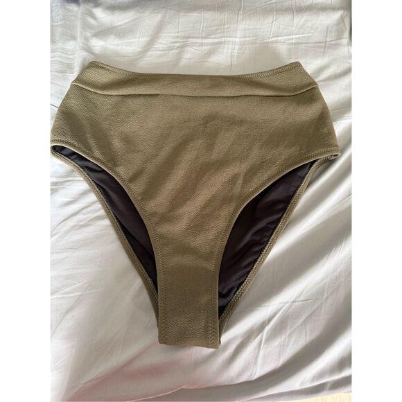 CUPSHE High Waist Bikini Bottom Women's Medium Green Olive NEW with tags - Picture 1 of 3